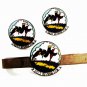 WWII Rare 2 Crows Lightening Bolt 6023 REVRON ECM Cufflinks Tie Clasp Unbranded