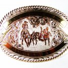Western Cowboy Trail Ride Silvertone  Belt Buckle By CRUMRINE 42516