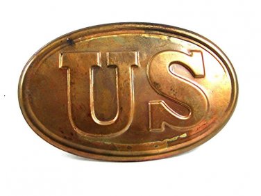 Vintage Re Enactment Civil War US Brass Lead Back Belt Buckle 101917