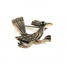 1940's - 60's Sterling Silver Green Road Runner Bird Brooch By JAMES AVERY 72017