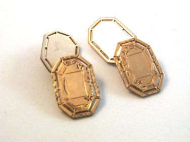 Vintage Art Deco Gold Tone Cufflinks by Hayward