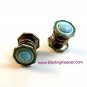 Victorian Baer & Wilde Silver Tone & Blue Green Enamel Kum A Part Cufflinks