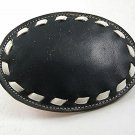 Vintage Black Leather Belt Buckle By TONY LAMA USA Mint In Box 12517