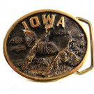 1981 IOWA Ducks In Flight Brass Belt Buckle By HERITAGE MINT 9617