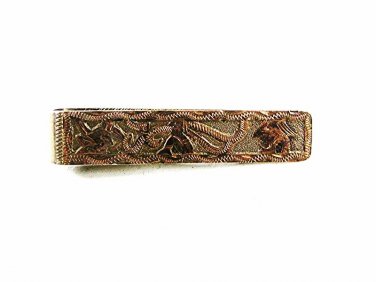 Vintage Guatemala 900 Silver Mayan Scene Tie Clasp 81316