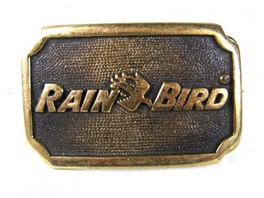 Vintage Rain Bird Solid Brass Belt Buckle Made In USA 81016