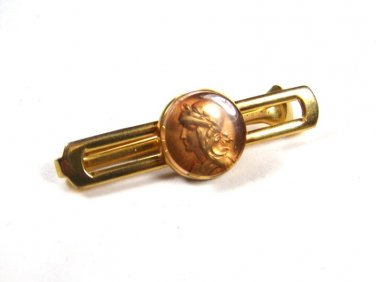 Unusual Art Nouveau Lady W/ Spoon behind Tie Clasp Unbranded.101615