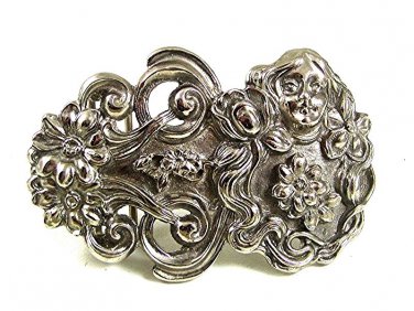 1980's Art Nouveau Lady Belt Buckle By ACCESSOCRAFT NYC 52317