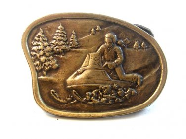 Vintage Ski Mobile Belt Buckle Unbranded