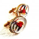 Vintage 1950's Goldtone Lucite Mallard Duck Cufflinks 8417