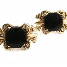 Vintage Goldtone & Black Cufflinks By SWANK 73017