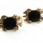 Vintage Goldtone & Black Cufflinks By SWANK 73017