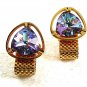 Fabulous 1970's Goldtone & Blue Wrap Around Cufflinks 8917