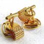 Fabulous 1970's Goldtone & Blue Wrap Around Cufflinks 8917