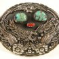 Handcrafted Silvertne Turquoise Coral Eagle Belt Buckle Unbranded MADE in USA