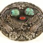 Handcrafted Silvertne Turquoise Coral Eagle Belt Buckle Unbranded MADE in USA