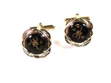 Silver Tone Black & Scorpion Cufflinks Unbranded 12215