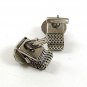 1970's Silver Tone & Green Wrap Around Cufflinks 2117