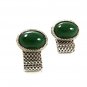 1970's Silver Tone & Green Wrap Around Cufflinks 2117