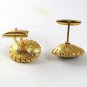 Vintage Goldtone, Black, Rose, Rhinestones Cufflinks 6217