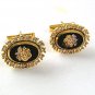 Vintage Goldtone, Black, Rose, Rhinestones Cufflinks 6217