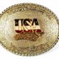 1978 Gold Tone Red White Blue USA Belt Buckle By RAINTREE 51116