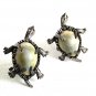 Vintage Silvertone Sea Shell Turtle Cufflinks By S in SHIELD 81817