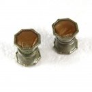 Edwardian / Deco Snap Link Silvertone & Brown Cufflinks Unbranded 31216
