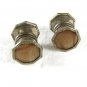 Edwardian / Deco Snap Link Silvertone & Brown Cufflinks Unbranded 31216