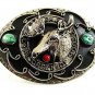 Vintage PAP Loyal Order of Moose Silvertone Turquoise Belt Buckle 101117