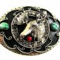 Vintage PAP Loyal Order of Moose Silvertone Turquoise Belt Buckle 101117