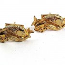 Vintage 1960's Goldtone Zodiac Pisces Fish Cufflinks By VinCi Roma 91417