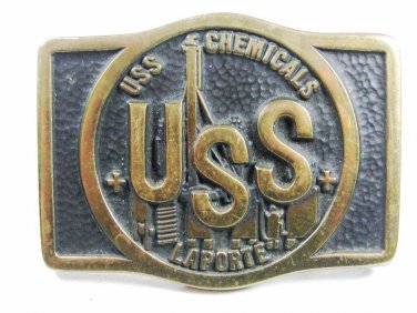 USS Chemicals LaPorte Solid Brass Belt Buckle by ANACORTEZ BUCKLE CO 102015