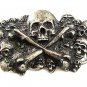Vintage Silvertone Skull & Crossbones & Lots of Skulls Belt Buckle 12317