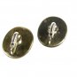 Signed Mt. Fuji Damascene Black Goldtone Clip On Earrings Unbranded 32816