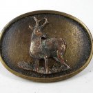 1960's - 70's Buck Deer Brass Belt Buckle Made In USA 11116