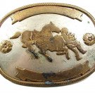 1940's-60's Rodeo Cowboy German Silver Brass Calf Roping Belt Buckle 12917