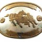 1940's-60's Rodeo Cowboy German Silver Brass Calf Roping Belt Buckle 12917