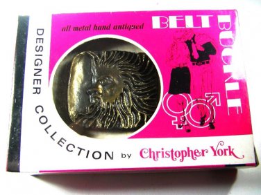 MIB 1970's Sun God Belt Buckle By Christopher York Designer 93015