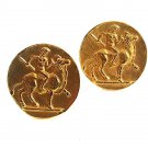 Vintage Goldtone Nude Man Riding Bull Cufflinks By Alva Museum Replica's 62617