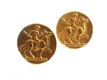 Vintage Goldtone Nude Man Riding Bull Cufflinks By Alva Museum Replica's 62617