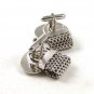 1970's Silver Tone & Blue Wrap Around Cufflinks 92916