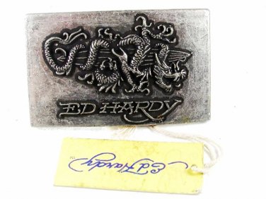 Silvertone Vicous Dragon Belt Buckle By ED HARDY 33116a w/ Tag