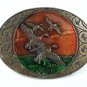 Vintage 1970's Mallard Ducks In Flight Enameled Belt Buckle 111016
