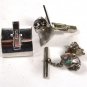 Very Odd 1960's - 70's Snail Oriental Face Silvertone Cufflinks Tie Tac by Swank