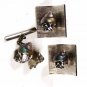 Very Odd 1960's - 70's Snail Oriental Face Silvertone Cufflinks Tie Tac by Swank