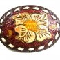 Vintage Desert Rose Flower Leather Belt Buckle By TONY LAMA USA 41117