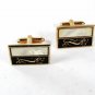 1950's-60s Silver Tone Black Gold Tone Lion Cufflinks Unbranded 6816