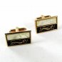 1950's-60s Silver Tone Black Gold Tone Lion Cufflinks Unbranded 6816