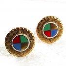 Vintage Goldtone Red Blue Green Cufflinks PAT. 2974381 72717